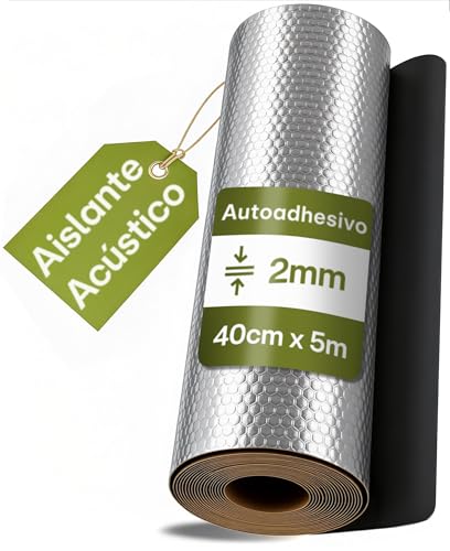 Praknu Placas Insonorizantes para Automóviles 2 mm – 40 × 500 cm, Alfombrilla Antivibración de Caucho Butílico Autoadhesiva – para una Cabina más Silenciosa y una Mejor Acústica