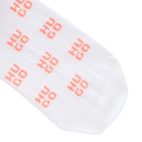 Image of HUGO, 2-Pack Stacked Logo Combed Cotton Socks, white ivory, 6-9