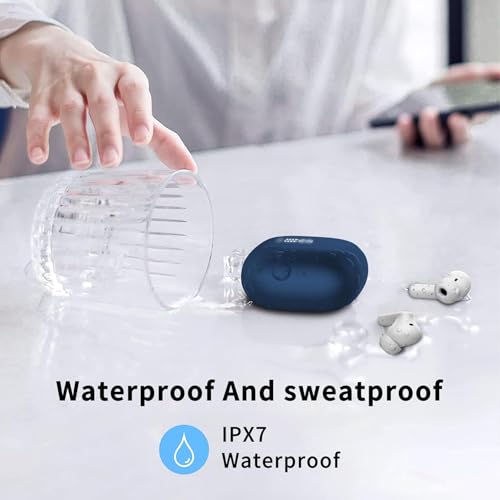 Image of Wireless Earbuds, Bluetooth 5.4 Headphones in Ear with HiFi Stereo Deep Bass, 4 ENC Noise Cancelling Mic Wireless Earphones 40H, in-Ear Earbud Bluetooth Dual LED Display IP7 Waterproof, Dark Blue