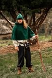 Leonardo Carbone® Męskie nakrycie głowy Robin Hood-Hut | asymetryczna krawędź | styl średniowieczny | karnawał, Halloween, Cosplay, LARP, kapelusz, czapka, akcesoria, wełna zielona, rozmiar