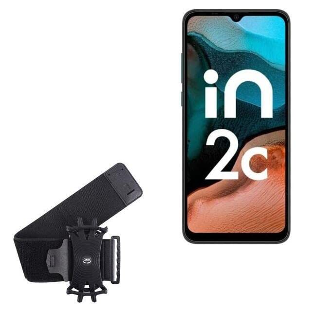 BoxWave Holster Compatible with Micromax in 2C - ActiveStretch Sport Armband, Adjustable Armband for Workout and Running - Jet Black