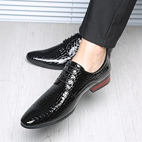 Dress Oxford Formal Shoes for Men Lace Up Derby Shoes Alligator Print PU Leather Non Slip Resistant Block Heel Rubber Sole Prom2