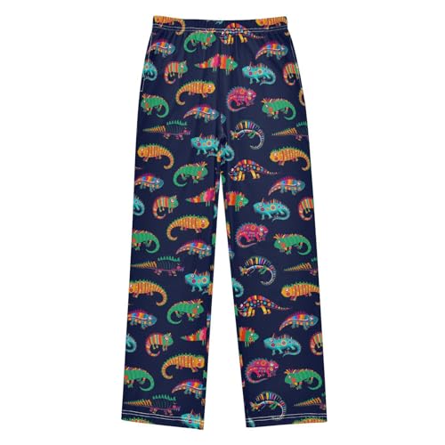 Ethnic Chameleon Boys Long Pants Soft Trousers Elastic Waist Kids Lounge Bottoms with Pockets S-XL