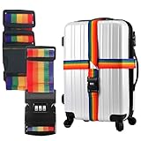 Correas de Equipaje Ajustables, Lote de 2 correas para equipaje, Correa para maleta para maleta de equipaje bolsa de viaje accesorio de viaje para Reconocer Fácil el Equipaje (color arcoiel)