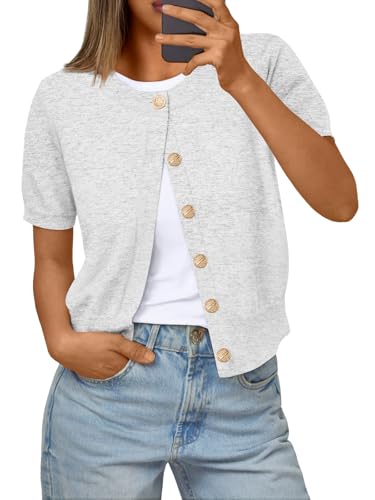 Trendy Queen Short Sleeve Cardigan Sweaters for Women Cropped Tops