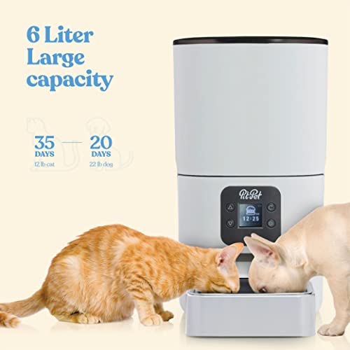 Smart Automatic Cat Feeders - 6-L Reliable Cat Food Dispenser With Display Lcd Screen For Easy Set Up - Portion Control Automatic Dog Feeder With Desiccant Bag Keeps Dry Food Fresh -10S Voice Recorder #TOP3