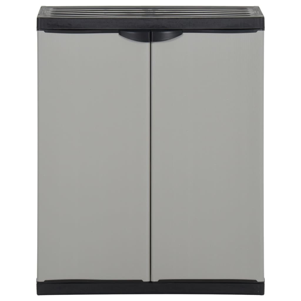 vidaXL Mülltonnenbox Mülleimer Mülltonne Kunststoffschrank Mülltonnenverkleidung mit Einlegeboden Müllbeuteln Grau Schwarz 68x40x85cm PP