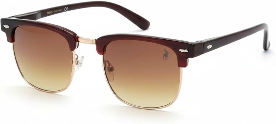 Óculos de Sol Polo London Club, estilo Club Master Quadrado Com Lentes Fume Preto contém com Case ECO, Unissex