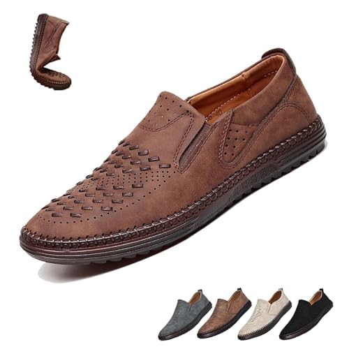 Mocasines ortopédicos de hombre para aliviar el dolor de pies al caminar con cuero transpirable