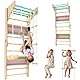 Klettergerüst Indoor mit Sprossenwand – 6-in-1 Holz Kletterwand Kinderzimmer mit Schaukel, Seil und Ringen für spielerische Bewegung und Fitness daheim