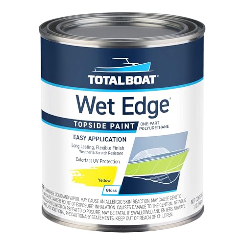 TotalBoat Wet Edge Topside Marine Paint Premium Polyurethane Coating for Boats, RVs, Exterior Trim, Fiberglass, Metal, and Wood (Yellow, Quart)