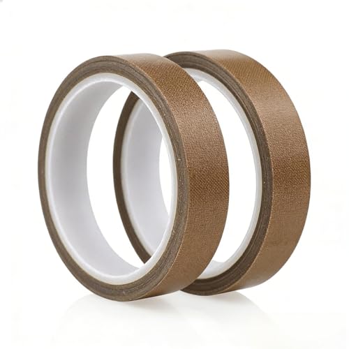 Bamyli 2 rollos de cinta de teflón autoadhesiva, 15 mm x 10 m x 0,18 mm (T), cinta adhesiva resistente al calor, cinta aislante para envasadora al vacío, resistente al calor hasta 260 °C, cinta de