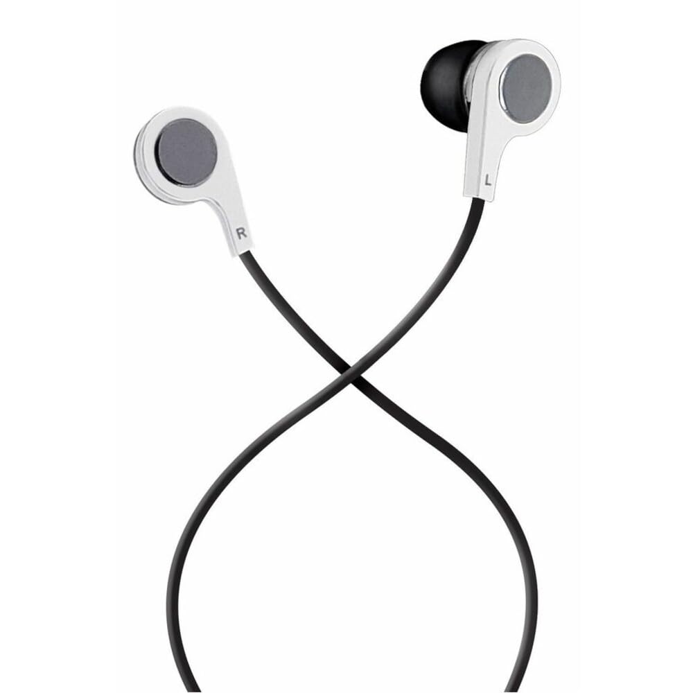 Maxell B-13 Bass Earbuds with Microphone, 52" Cord, White | Copper coil technology boosts bass response - crystal clear highs & mids, in-ear design with mic, 52in cord