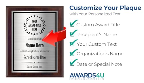 Award Plaques Personalized with Your Text and Title - Engraved Plaque Customized for Employee Appreciation, Recognition, Retirement, Service - Custom Awards for Employees, Co-Worker, Friends - Choose Your Size: (9x12 Silver/Black)
