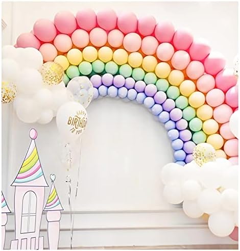 296PCS Rainbow Balloons Arch Garland Kit Macaron 7 Colors Latex Colorful Balloons and Confetti Balloons for Baby Shower Boy Girl Children Kids Birthday Gender Reveal Party Wedding Decorations