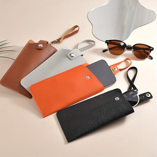 Image of K Luxury Women's Eyeglass Case Leather Soft Holder Pocket Cases Slim Travel Pouch for Sunglasses Eyeglasses Readers