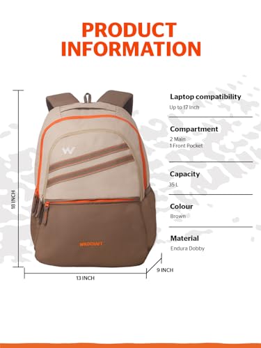 Image of Wildcraft Outlander 35 Laptop Backpack Bag for Man & Women,35L Ideal bags for men Office use /School /College Boys and Girls, 2 Compartment Bag,