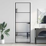 Yunovire Innentür Schlank Schwarz 76x201,5 cm Hartglas und Aluminium mit Rahmen, Glaseinsatz und Griff, Doppelseitig, Modernes Design für Renovierung, Neubau und Wohnraumisolierung
