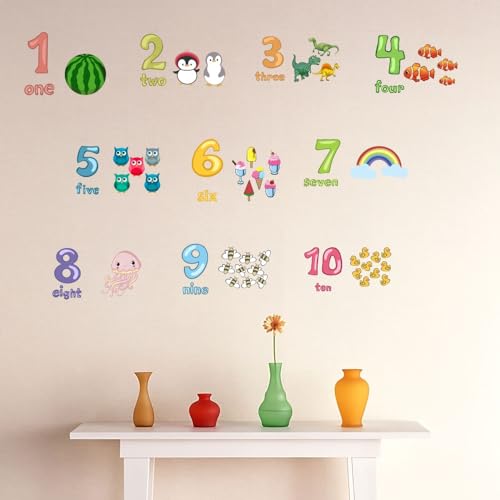 Image of Number Hopscotch Game Floor Decor Stickers, Creative Cartoon Decoration Wallpaper Sticker, DIY Digital Grid Game Wall Decor for Baby Kids Room Bedroom (Multicolor)