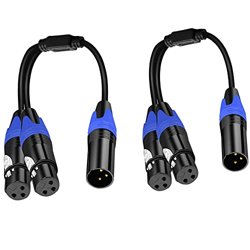 Seefeful BTE20220712002 1 Male To 2 Female Xlr Y Splitter Micrphone Cable,(11.8 Inches / 2 Pack) 3Pin Xlr Male To Dual Xlr Female Y-Splitter Balanced Mic Audio Cables cover