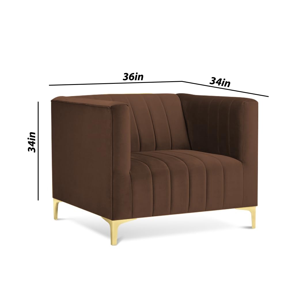 Casaliving Canova 3+1 Seater Sofa Set for Living Room (Brown) Premium Velvet Fabric Sofa 3