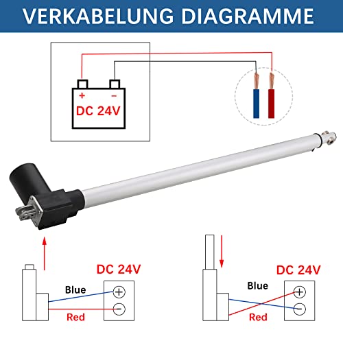 Jvnvlki Linearantrieb DC 24V 6000N 800mm Linearmotor Linear Actuator Lineartechnik-Aktuatoren für Medizinische,Automobil, Elektrische Türöffner,Lifting Sofa(4mm/s)