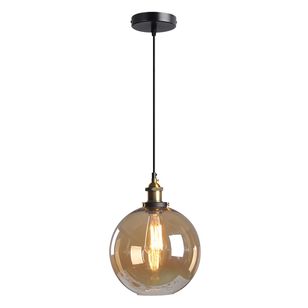 GUOGUOSM E26 Screw Circular Hanging Light, Height Adjustable Chandelier, Nordic Minimalist Style Glass Pendant Lamp, Kitchen Island Living Room Corridor Decorative Lighting Fixtures