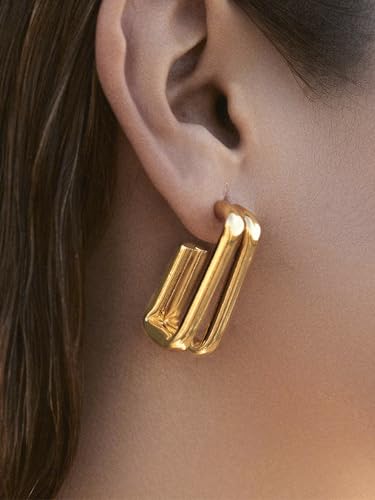 Image of Bohey by KARATCART Gold-Toned Classic Half Hoop Earrings for Women