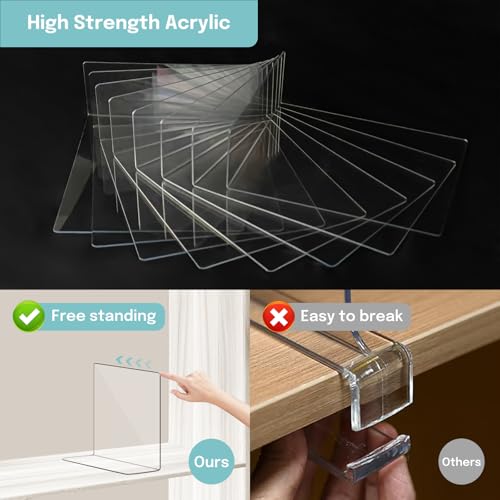 OKPOW Acrylic Shelf Dividers for Closet Organization: 12" Tall x 10" Deep Durable 8 Pack Clear Shelves Separators for Clothing Adjustable Purse Organizer by OKPOW - Image 3