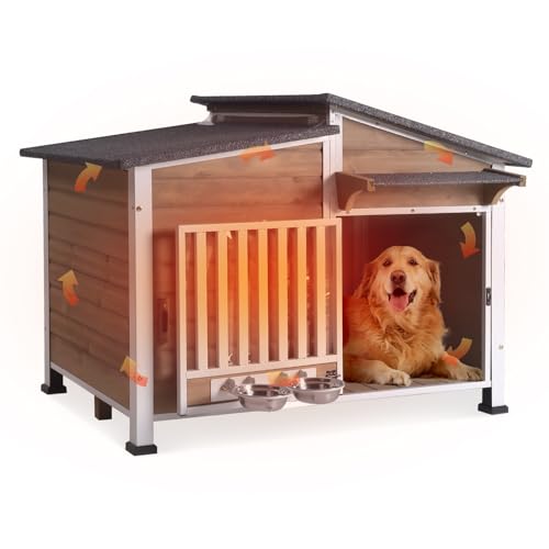 GUTINNEEN Insulated Outdoor Dog House with Spill-Proof Bowl