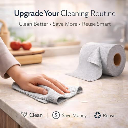 Image of Microfiber Cleaning Cloth Roll, 20Pcs, 4000 Times Washable - 10X Cheaper Than Paper Kitchen Towel Roll - Ultra Absorbent Lint Free Microfiber Cleaning Cloth for Kitchen - Tearable
