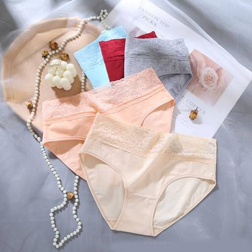Cameway 5 Pack Womens Underwear Cotton Bikini Panties Lace Soft Hipster Panty Ladies Stretch Full Briefs4