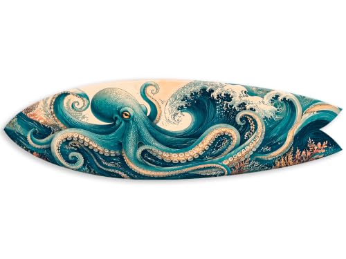 Planche Surf Murale Poulpe Décoration Vintage Océan Dibond