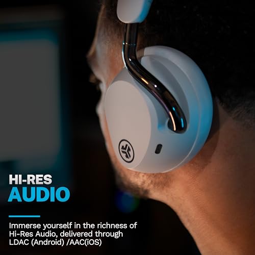 Image of JLab, Epic Lux Lab Edition, Wireless Over Ear Headphones, Active Noise Cancelling, Hi-Res Audio, Cloud White