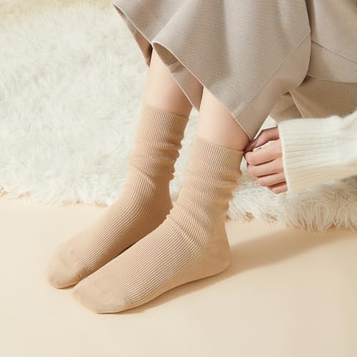 Image of J-BOX 10 pairs Crew Socks for Women Knit Ribbed Cotton Socks Running Athletic