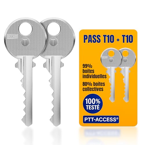 PTT-ACCESS®| lot de 2 Clés Pass PTT T10 - Passe partout pour boites aux lettres individuelles et interphones.