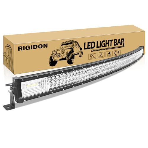 RIGIDON 52 Inch 675W Curved LED Light Bar, Triple Row Flood Spot Combo 67500LM Light Bar Waterproof Driving Boat Offroad LED Work Light for ATV UTV Truck