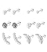 LOYALLOOK 6-8 Pairs 16G Stainless Steel Flower Feather Cartilage Cubic Zirconia Inlaid Helix Hoop Stud Earrings Tragus Piercing Jewelry for Men Women