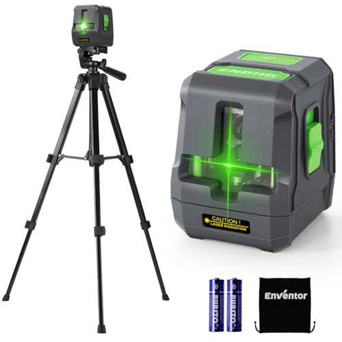 Enventor Laser Level with Tripod, 25M/82ft Green Beam Cross Line Laser Level, Laser Levels Self Leveling with 2 Lines Horizontal/Vertical, 2 Mode Manual/Self-Leveling, IP54, 2 xAA Batteries