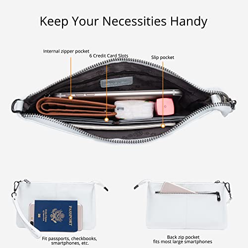 Image of Bveyzi Genuine Leather Wristlet Purses for Women, Envelope Clutch Wallet Small Crossbody Bags for Dressy Evening