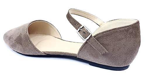 Criss Cross Strap D'Orsay Flat Shoe Ballet, Taupe Stone, 7 - Image 4