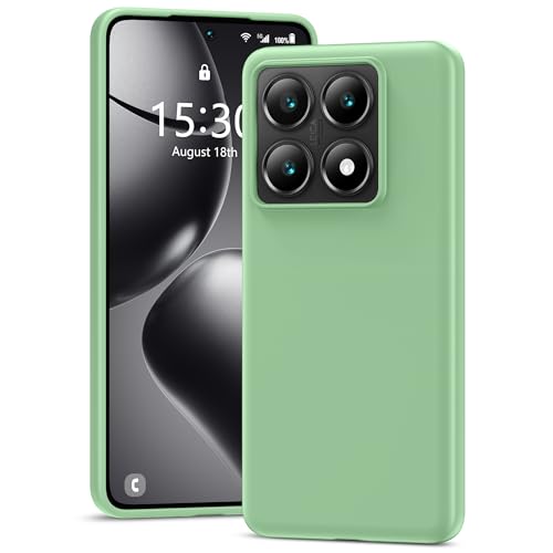 YATWIN Hülle für Xiaomi 14t Silikon Handyhülle mit Futter 1mm Kamera und Displayschutz Dünn & Leicht Anti Kratzer Case Mintgrün