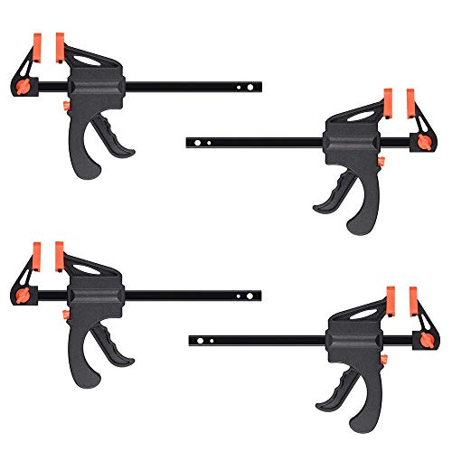 TAIANJI Clamps Quick Grip 4Pcs Spring Clamps Quick Clamps F Wood Clamps Quick Grip Clamps Grips Bar Clamp,for Fast and Easy Clamping Applications DIY Wooden Crafts Fixing Tool Ratchet Bar Clamp Set