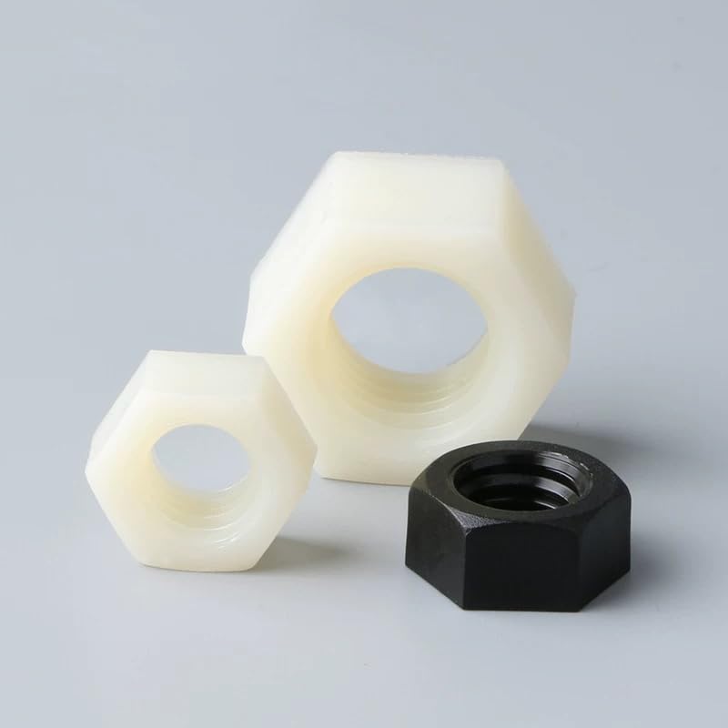 White/Black Nylon DIN934 Hexagon Nuts Hex Nuts M2 M2.5 M3 M4 M5 M6 M8 M10 M20 (White,M16,100pcs)