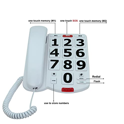 Telpal Corded Big Button Phone For Seniors Home, Wired Simple Basic Landline Telephone For Visually Impaired Old People With Large Easy Buttons, Emergency House Phones #TOP5