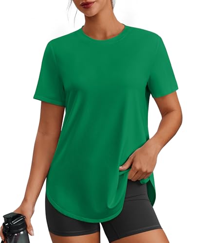 Image of PINSPARK Workout Tops for Women Short Sleeve Athletic Shirts UPF 50+ Quick Dry Running Outfits for Exercise Gym Hiking S-3XL