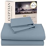 California Design Den 100% Egyptian Cotton Sheets Set - Sateen Queen Sheets Set, Certified Authentic Luxury, Deep Pockets, Soft and Durable Luxury Bedding - Blue Hydrangea