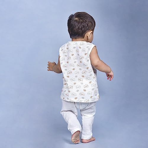 Image of POLKA TOTS Pure Cotton New Born Dress | Ultra-Soft, Breathable & Lightweight Sleeveless Jhabla Pant Set for Baby Boys & Girls | Baby Summer Clothes | Traditional Jabla & Pyjama Set for Newborns