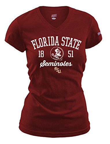 NCAA Florida State Seminoles Women's Fitted Collegiate Basic Logo V-Neck Tee, Large