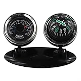 2 in 1 Car Thermometer Compass, Navigation Direction Guide Ball Adjustable Vehicle Mount Dashboard Compass for Marine Boat Car Truck